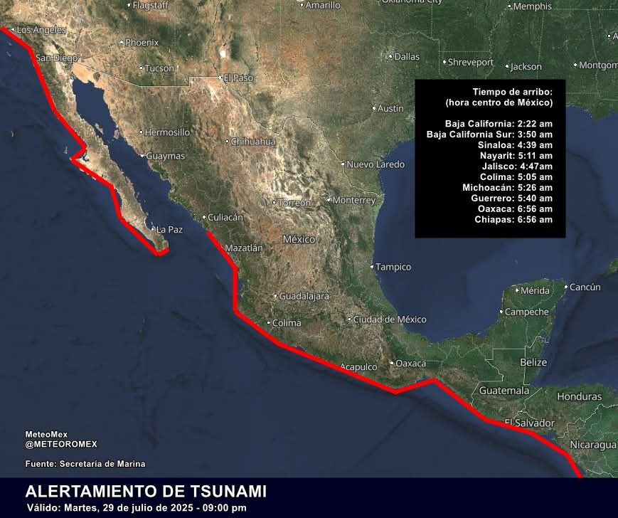 10 playas de México en alerta por&nbsp;Tsunami