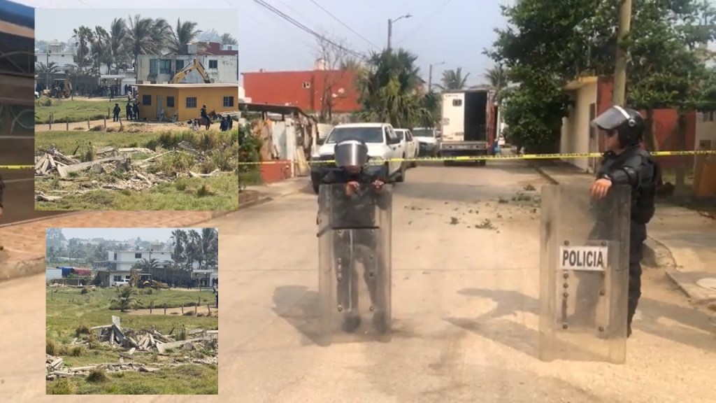 ¡DESALOJO EN COATZACOALCOS! DERRIBAN VIVIENDAS CON MAQUINARIA PESADA EN «LOS ALMENDROS»